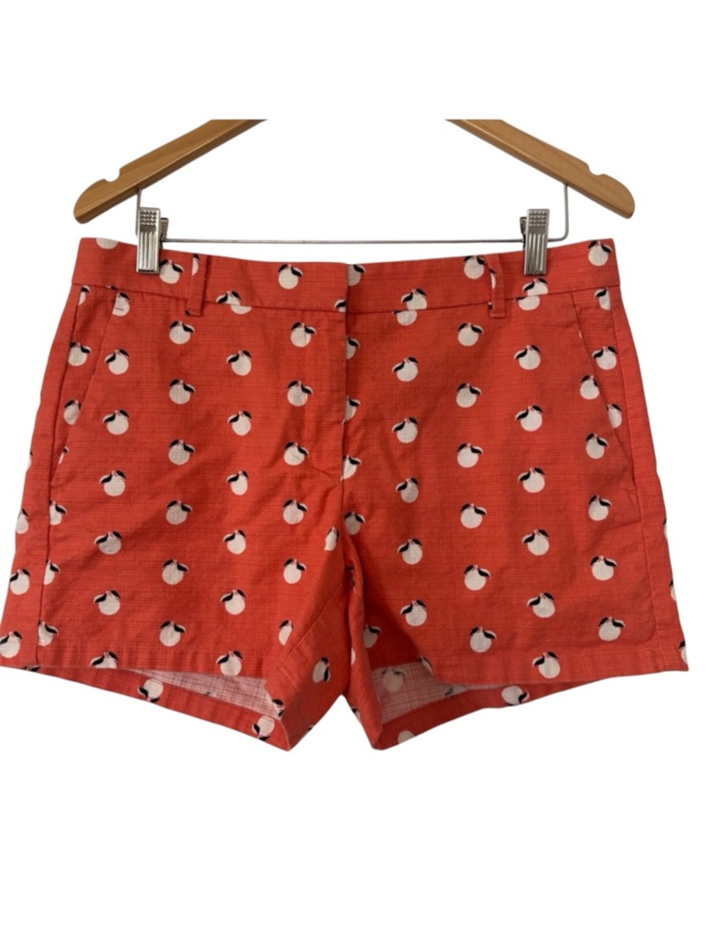 Ann Taylor Devin Shorts Size 6 Coral Peach Print Cotton Stretch